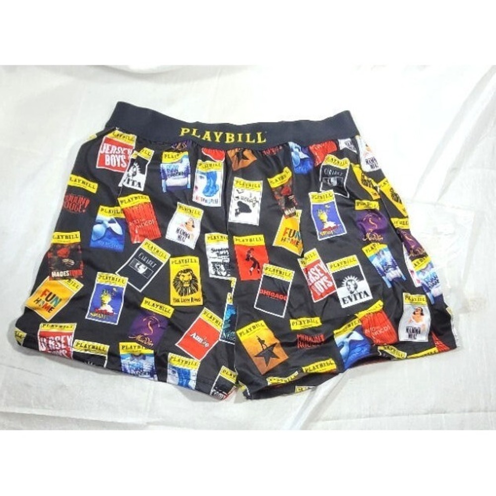 Playbill Broadway Show Unisex Lounge Boxer‎ Shorts - Black - Size XS